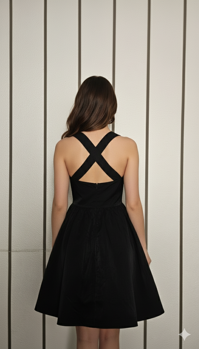 Elegant backless mini dress.